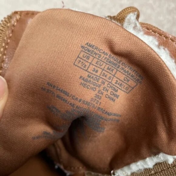 American Eagle Sherpa Lug boots camel tan size 7.5 - Picture 14 of 16